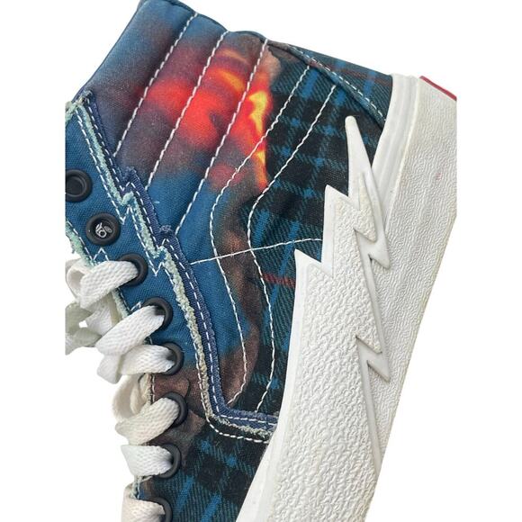 Vans SK8 Hi Bolt Big Reveal Sneakers Navy Flames Woman Sz 5 Skater versatile - Picture 6 of 16